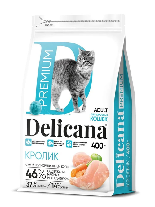 Delicana корм сухой для взрослых кошек всех пород кролик
