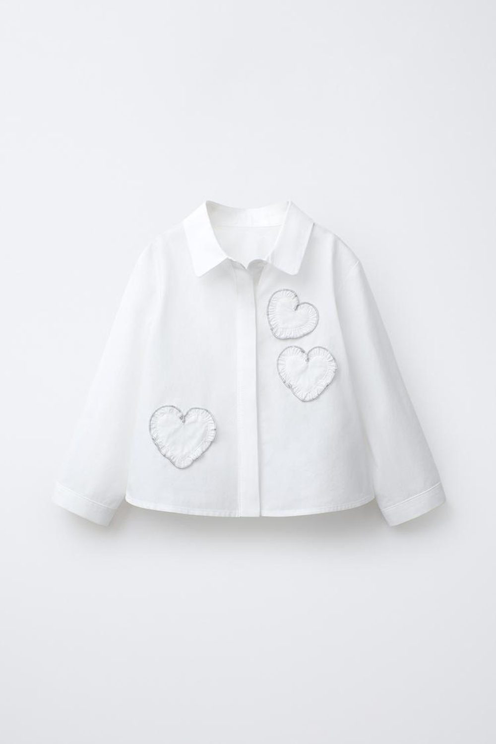 ZARA РУБАШКА С СЕРДЕЧКОМ, БЕЛЫЙ