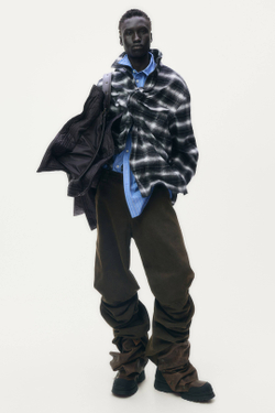 H&M - Glenn Martens Рубашка в клетку из фольгированной фланели, черный