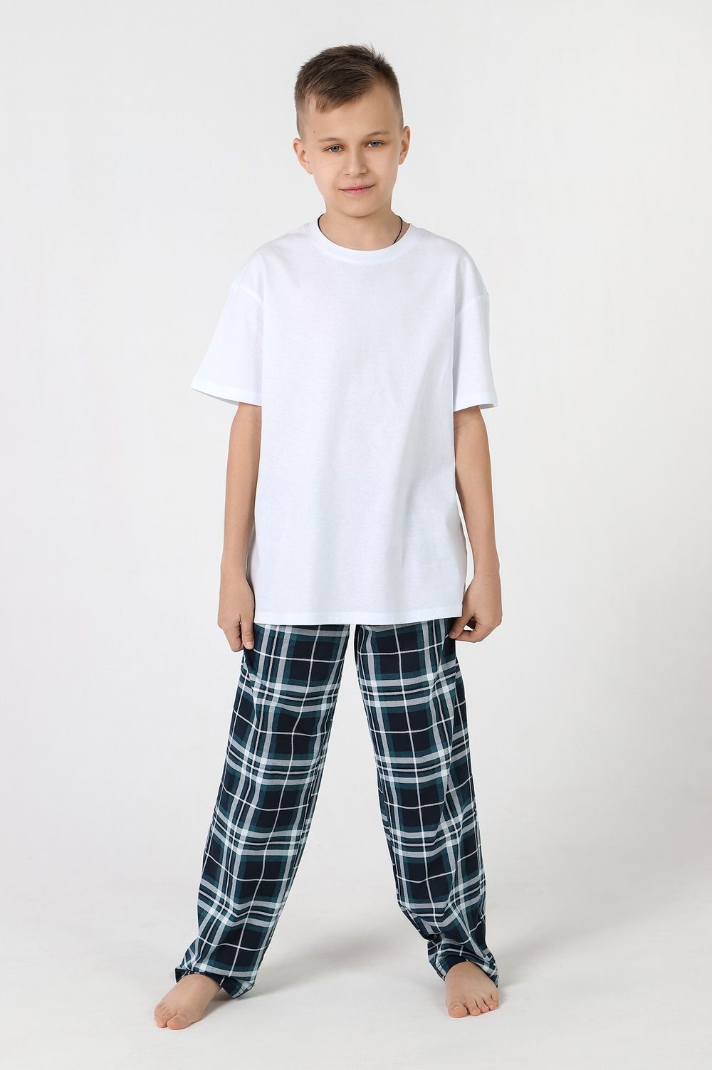 Брюки для мальчика Патрик-1 Виотекс КЛЕТКА ПЕТРОЛЬ