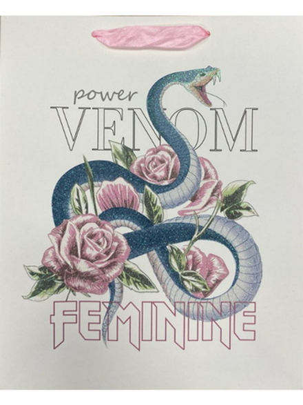 Пакет подар. бум. 18*23*10см Змея с розами