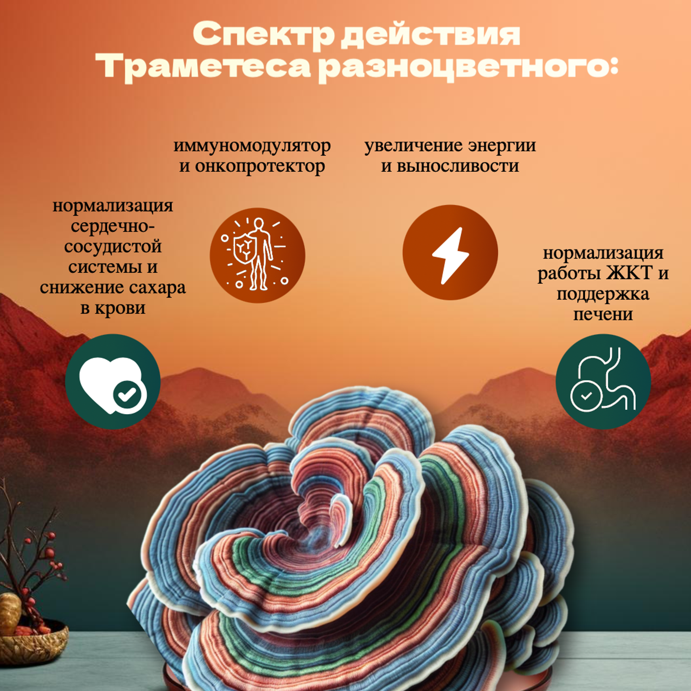 Траметес разноцветный (Trametes versicolor)