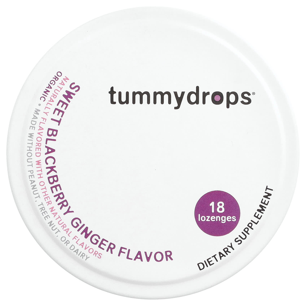 Tummydrops, органические леденцы, сладкая ежевика и имбирь, 18 пастилок