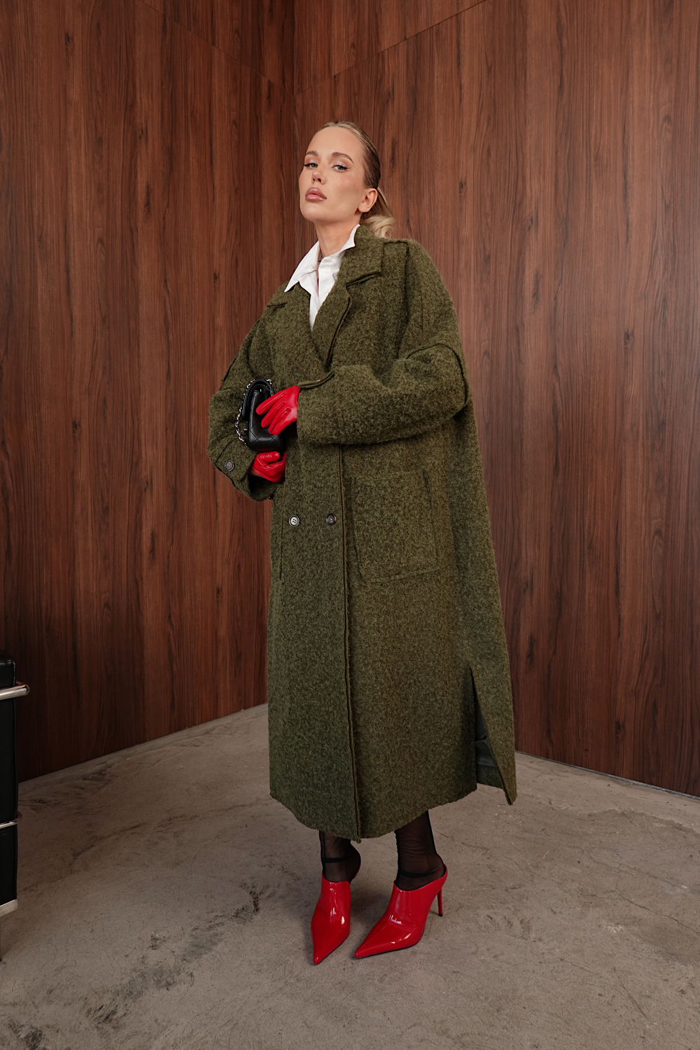 Пальто оверсайз из буклированной шерсти