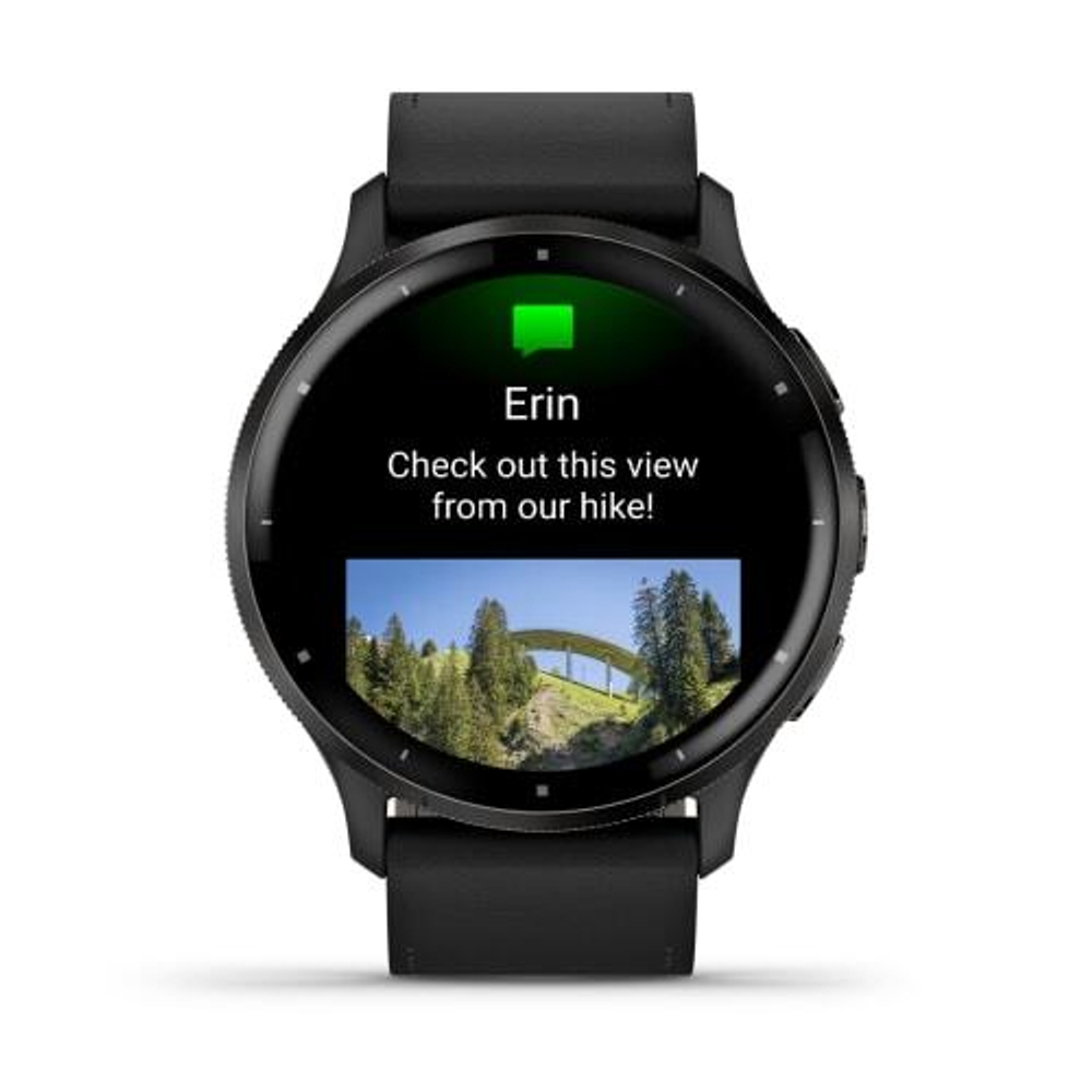 Смарт часы Garmin Venu 3 черные с серым безелем и кожаным ремешком