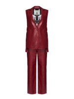 Женские кожаные брюки бордовые прямого кроя