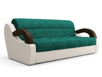 Диван Мадрид 1,8 - Velutto 33 изумрудный/беж кожзам/ коричневая накладка