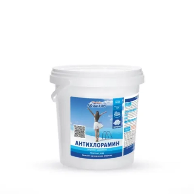 Средство для очистки воды бассейна от органических загрязнений и хлораминов Aqualeon XAM1G Антихлорамин (банка, 1 кг)
