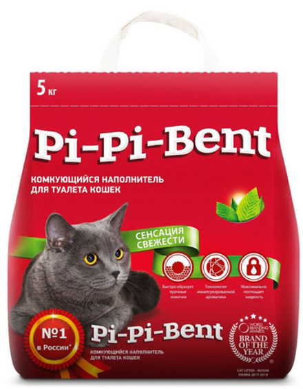 PI-PI-BENT "Сенсация свежести" комкующийся наполнитель - 5 кг
