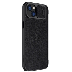 Кожаный чехол книжка от Nillkin для iPhone 15, серия Qin Pro Leather с защитной шторкой для камеры