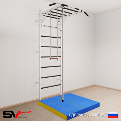 Шведская стенка Sv Sport усиленная 6354 (Турник рукоход/Канат/Трапеция/Мат 1м)