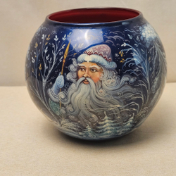 Вазочка с ручной росписью Палех "Морозко"