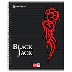 Тетрадь А5, 96 л., BRAUBERG, гребень, клетка, выборочный лак, "БЛЭК ДЖЭК", 401850, 1шт