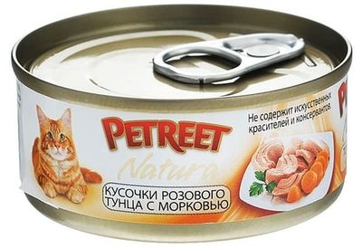 Влажный корм Petreet для кошек с кусочками розового тунца и морковью 70г