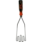 Картофелемялка зигзаг с художественной росписью, Дерево/нерж.сталь