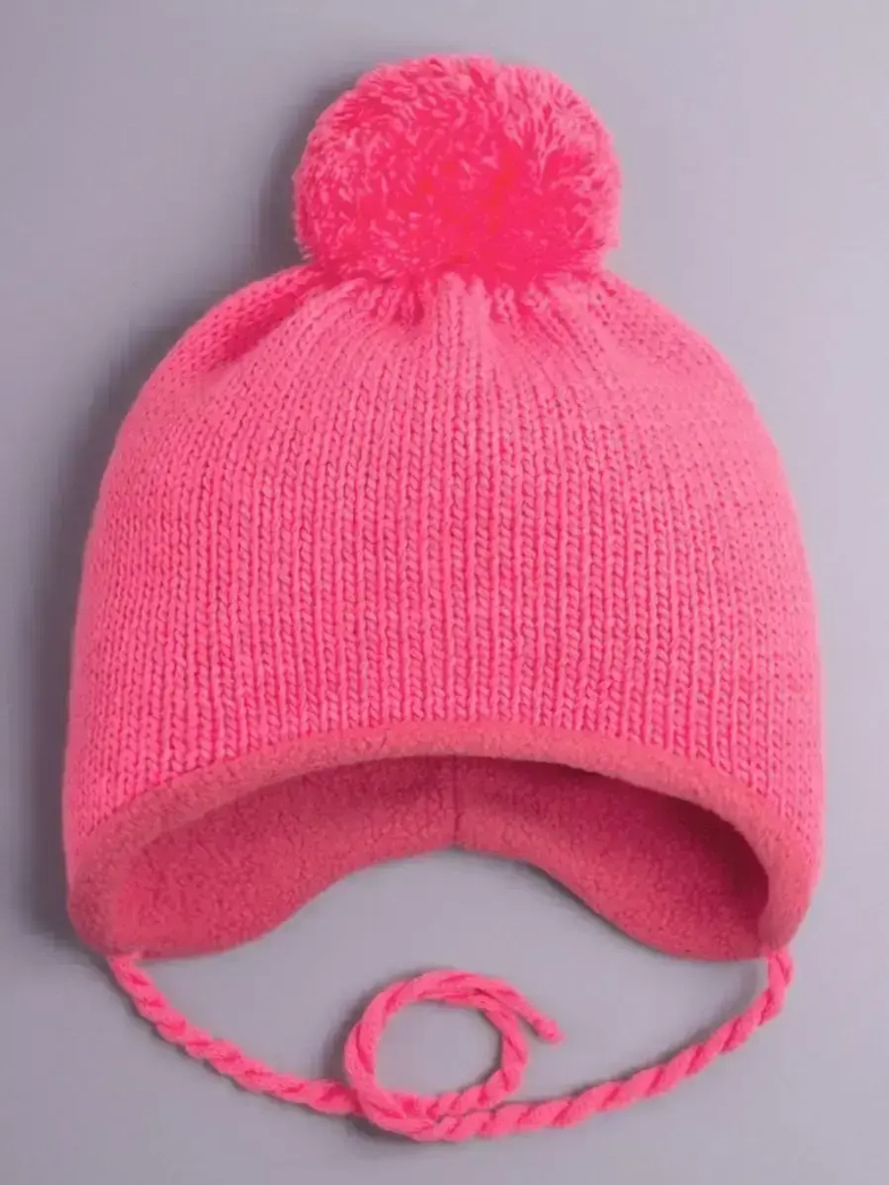 Шапка детская вязаная осенняя на завязках