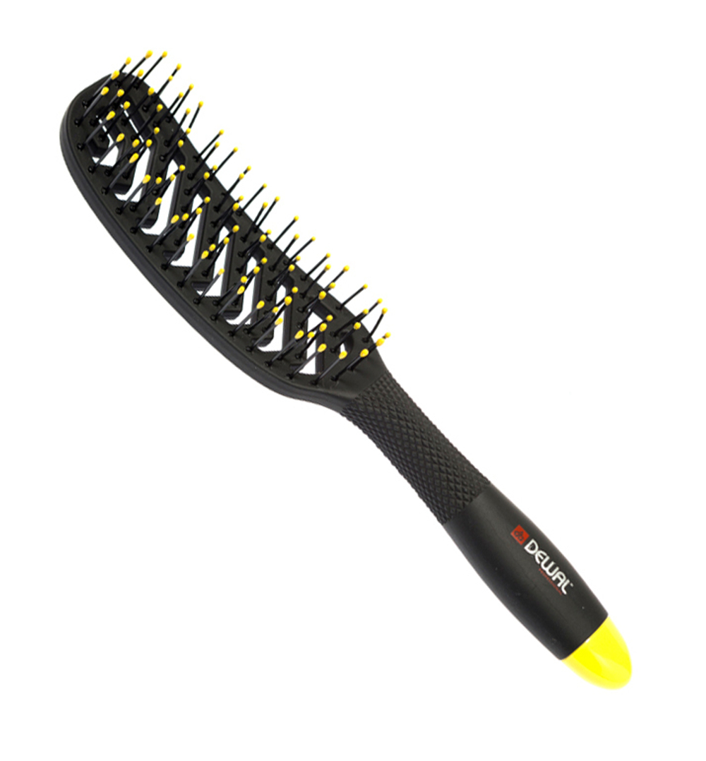 Щетка массажнDEWAL"BANANA black".прямоуг.продувн 8ряд