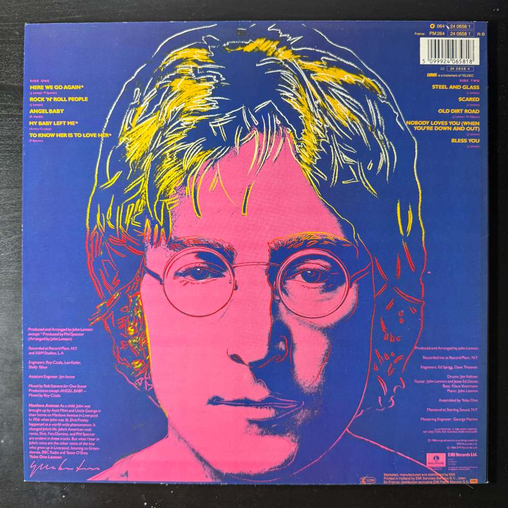 John Lennon ‎– Menlove Ave (Европа 1986г.)