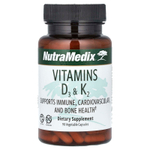 NutraMedix, витамины D3 и K2, 90 растительных капсул
