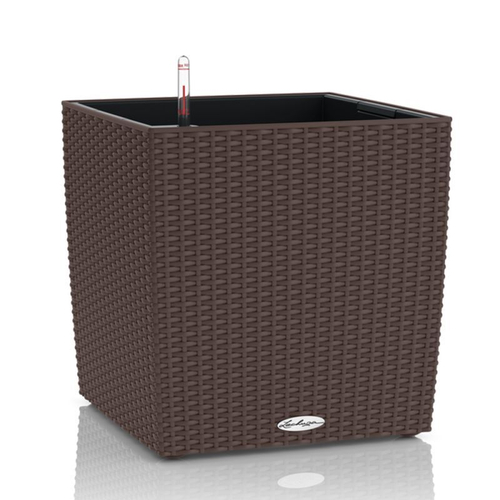 Кашпо Lechuza "Cube Cottage Complete mocha" (пластик), 40x40xH44 см