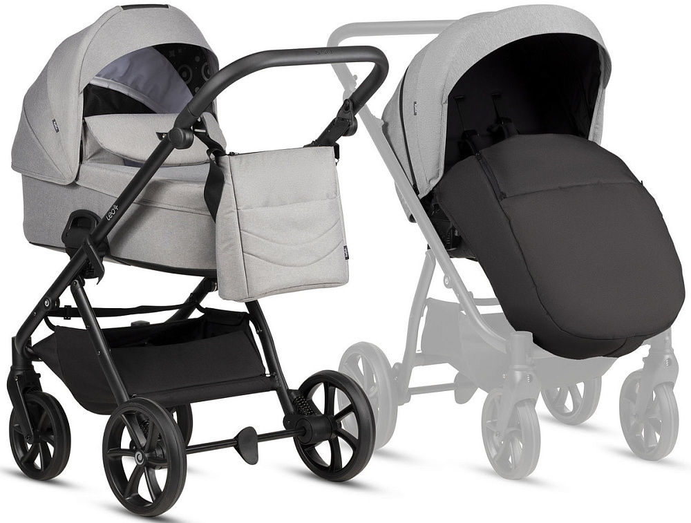 Детская коляска Tutis Leo 3 Plus 3 в 1 с автокреслом Beno Black 1582068 Warm Grey