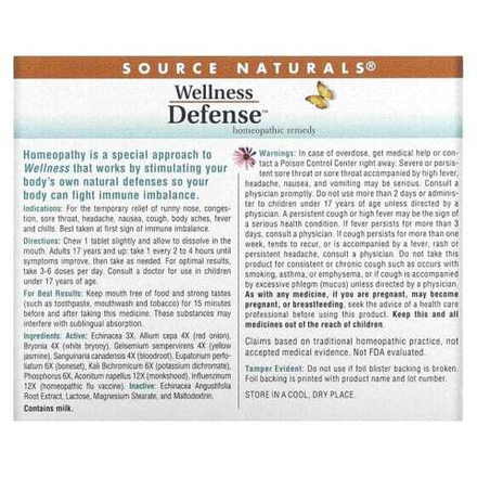 Source Naturals, Wellness Defense, средство против симптомов простуды, 48 натуральных таблеток