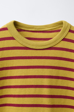 ZARA ФУТБОЛКА В ПОЛОСКУ, ГОРЧИЧНЫЙ