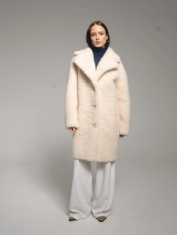 Шуба женская из 100% овечьей шерсти мериноса на зиму, жемчужная, SilverFox