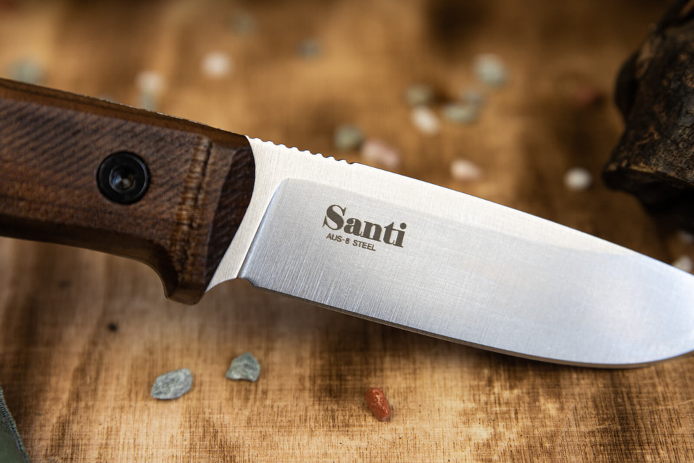 Туристический нож Santi AUS-8 StoneWash Орех