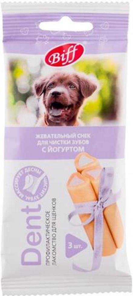 Жевательный снек Biff Dent для зубов щенков с йогуртом
