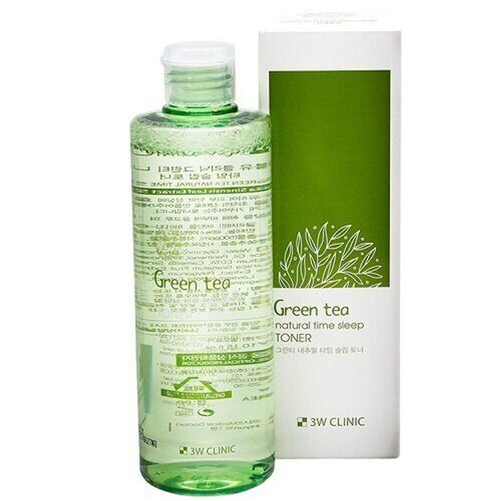 Тонер для лица 3W Clinic Green Tea Natural Time Sleep Toner ночной с экстрактом Зеленого чая 300 мл