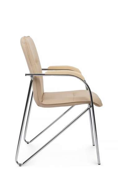 Стул Самба с пластиковыми подлокотниками SMB-03H Хром гальв. Бежевый