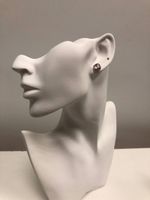 Две пары серег-пусетов Swarovski с розовыми и голубыми кристаллами