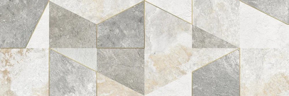 Настенная плитка Alma Ceramica TWU3090LAN17R Land 30x90 белая / серая матовая под камень / геометрия