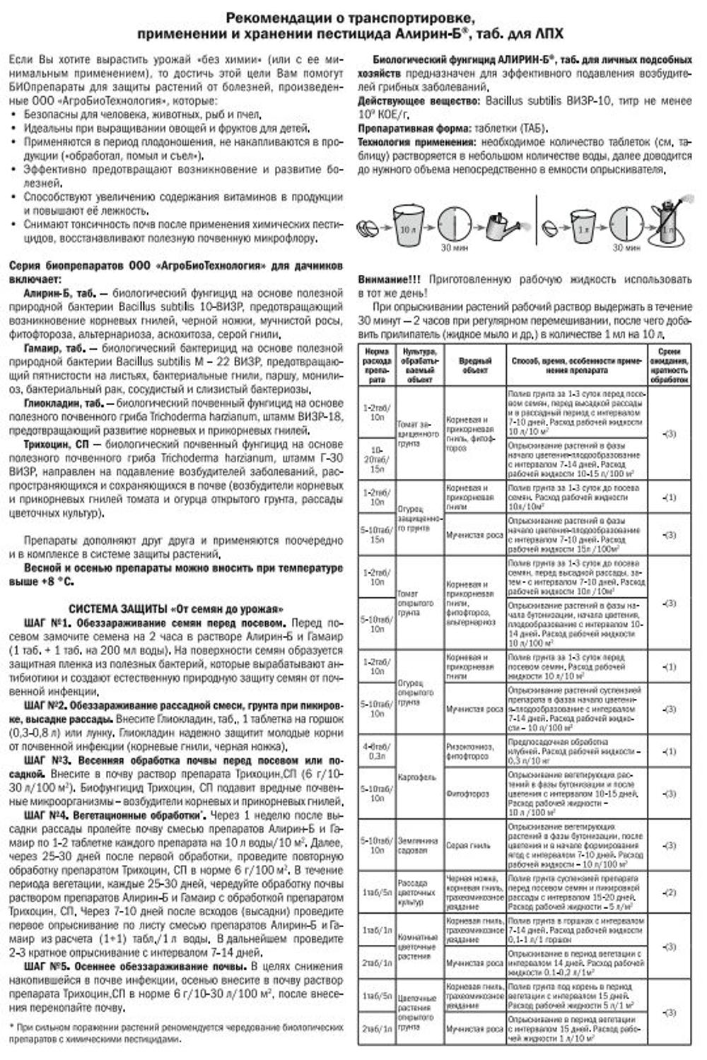 Алирин-Б для овощей, Биологический фунгицид, 20 таб.