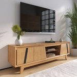 Тумба под ТВ 180 ALINA из дерева, цвет светлое дерево/ черный