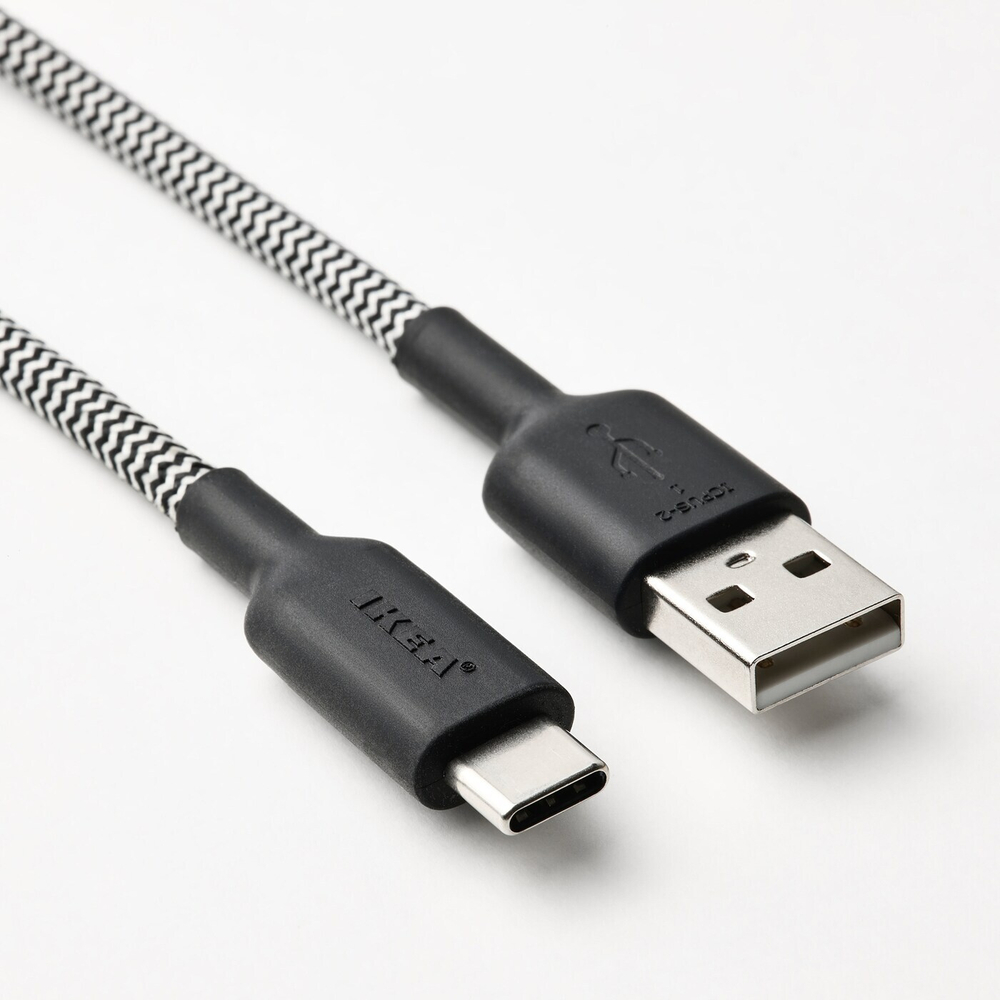 IKEA LILLHULT  (ИКЕА ЛИЛЛХУЛТ)  -  USB-A - USB-C, черный/белый, 1,5 м