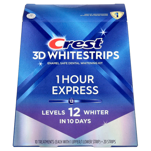 Crest, 3D Whitestrips, набор для отбеливания зубов, экспресс-действие за 1 час, 20 полосок