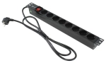 Блок розеток 19", 1U, 8 розеток, кабель 2 метра, огнеупорный пластик, 5bites PDU819P-01