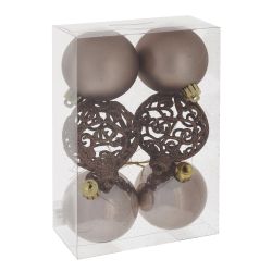 GAEM Набор из 6шт Украшение новогоднее Шар "Вензель шоколадный", D6 см, L6 W6 H7 см