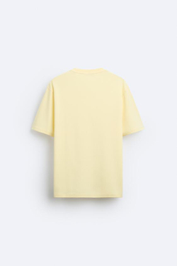 ZARA ФУТБОЛКА ИЗ РЕЛЬЕФНОЙ ТКАНИ, СВЕТЛО-ЖЕЛТЫЙ