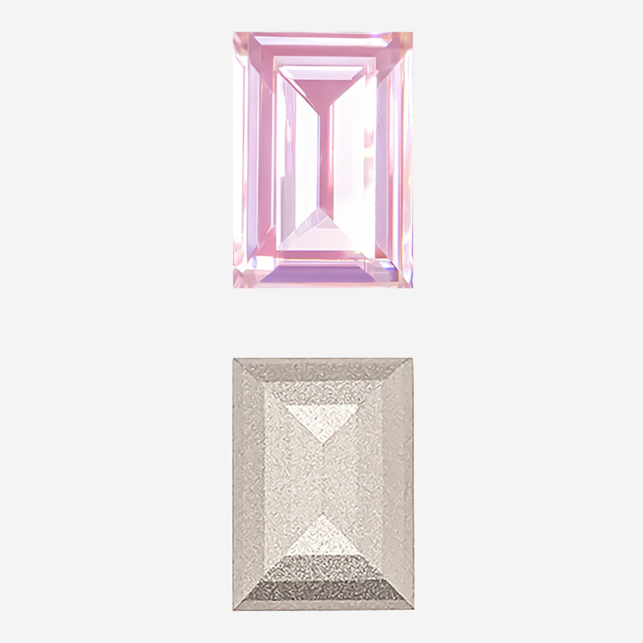 Кристалл Прямоугольник (Step Cut Fancy Stone), оттенок "Розовый кварц"/"Rose Quartz", 14*10мм