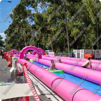 Водная горка без надувного дна, герметичная ТУРБО "Зефир", 150*6,5*1,5 м