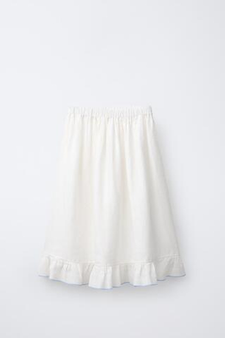 ZARA ЮБКА МИДИ ИЗ 100% ЛЬНА, СВЕТЛЫЙ ЭКРЮ