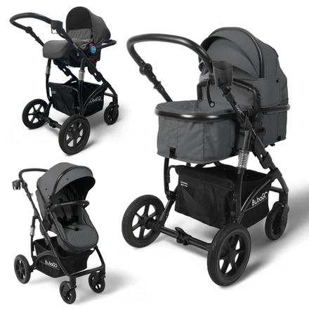 Коляска детская BubaGo арт.BG 196-2 MODEL Zoom 3в1 color/ цвет dark grey / темно серый