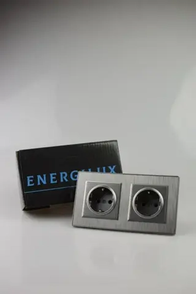 Розетка двойная серая