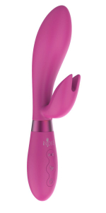 Малиновый вибратор-кролик Indeep Malena - 21,5 см.