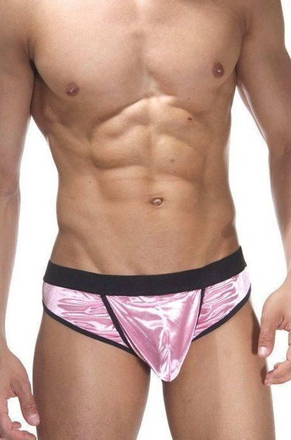 Розовые трусы-бразилиана с контрастной отделкой (Размер: L-XL) (Цвет: розовый)