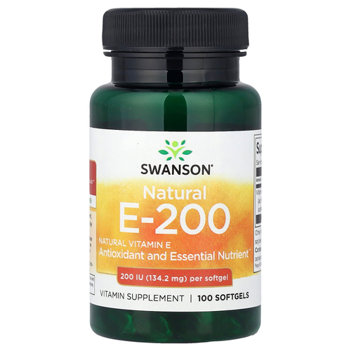 Swanson Vitamins, натуральный витамин E, 134,2 мг (200 МЕ), 100 капсул