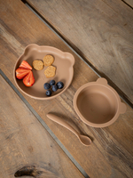 Набор посуды для детей - миска и ложка Мишка, Hazelnut